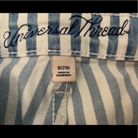 Blue & White Striped High Waist Skinny Jeans - Picture 8 of 10